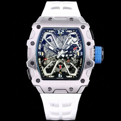 RICHARD MILLE RM35-03  Silver steel Whte Rubber Strap Watch
